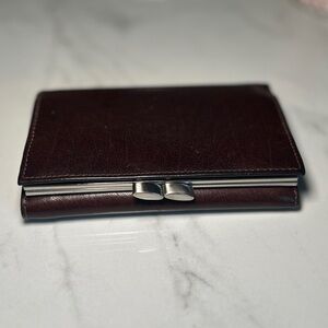 Revio Genuine Leather Kiss-Lock Wallet – Dark Brown